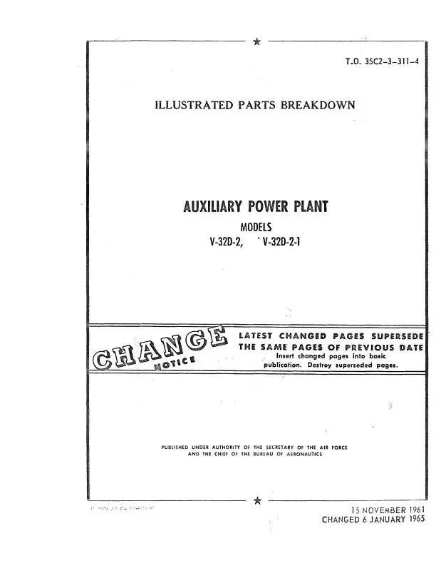 Andover V-32D-, V-32D-2-1 Auxiliary Power Plant Illustrated Parts 1961 (35C2-3-311-4) 1