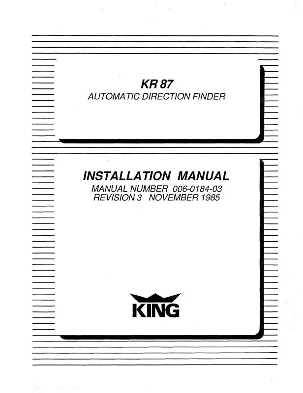 King Kr87 Auto Direction Finder Installation Manual 1985 (006-0184-03) 1