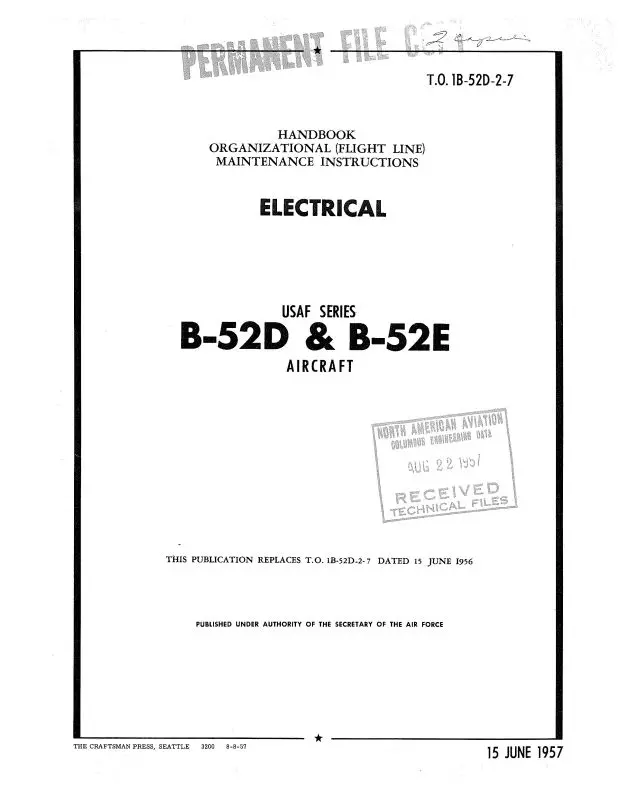 Boeing B-52D & E Organizational (Flight Line) Maintenance 1957 (1B-52D-2-7) 1