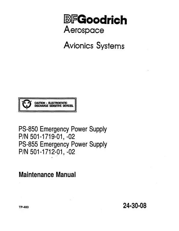 B.F. Goodrich Ps-850-855 Emergency Power Supply Maintenance Manual (Tp-483) 1
