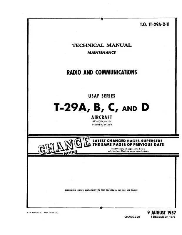 Consolidated T-29A, B, C, D Maintenance Manual 1957 Radio & Navigation (1T-29A-2-11, -12) 1