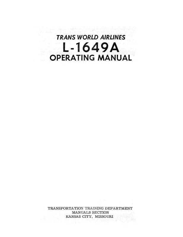 Lockheed Constellation L-1649A Operating Manual 1962 1