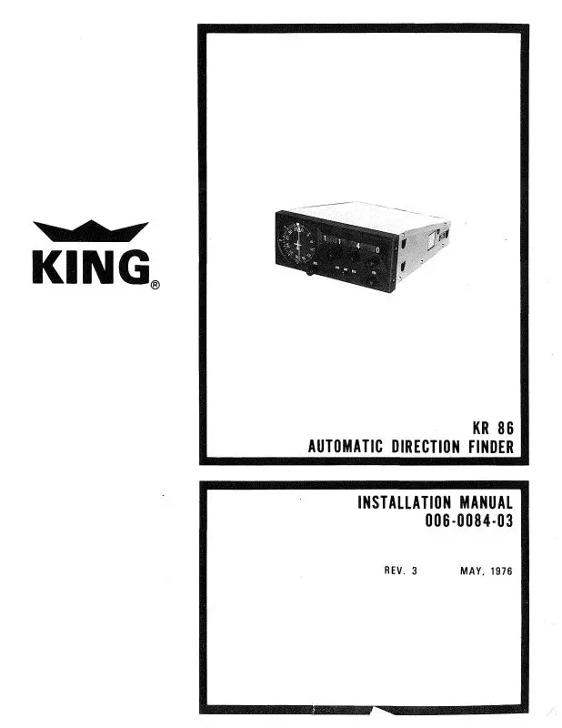 King Kr86 Auto Direction Finder Installation Manual (006-0084-01) 1