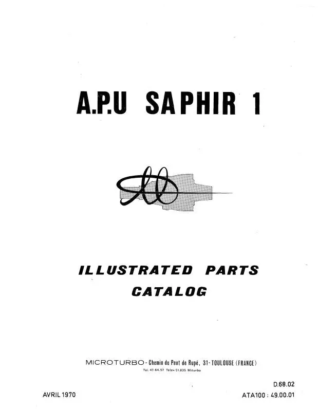 Microturbo Saphir 1 A.P.U Illustrated Parts 1970 (Misaphir-P-C) 1