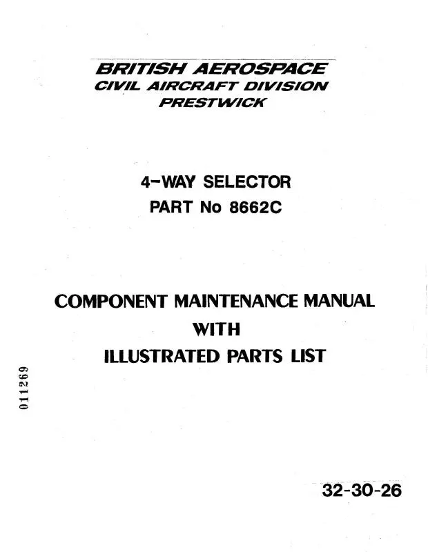 British Aerospace 4-Way Selector Valve Maint. With Parts (32-30-26) 1