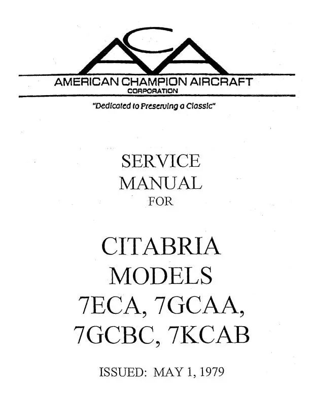 Bellanca Citabria7eca,7Gcaa,7Kcab,7Gcbc Maintenance 1979 (Bl7eca-79M) 1