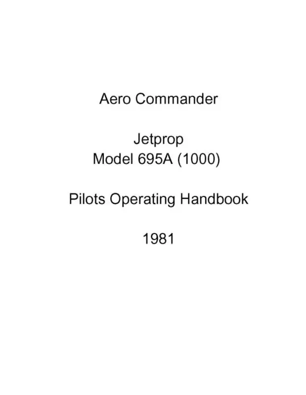 Aero Commander Jetprop Model 695A (1000) Pilots Operating Handbook 1981 (Ac1000-Poh-C) 1