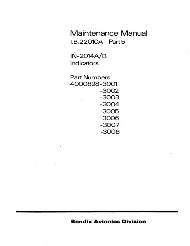 Bendix In-2014A-B Indicator Maintenance Manual (22010A) 1