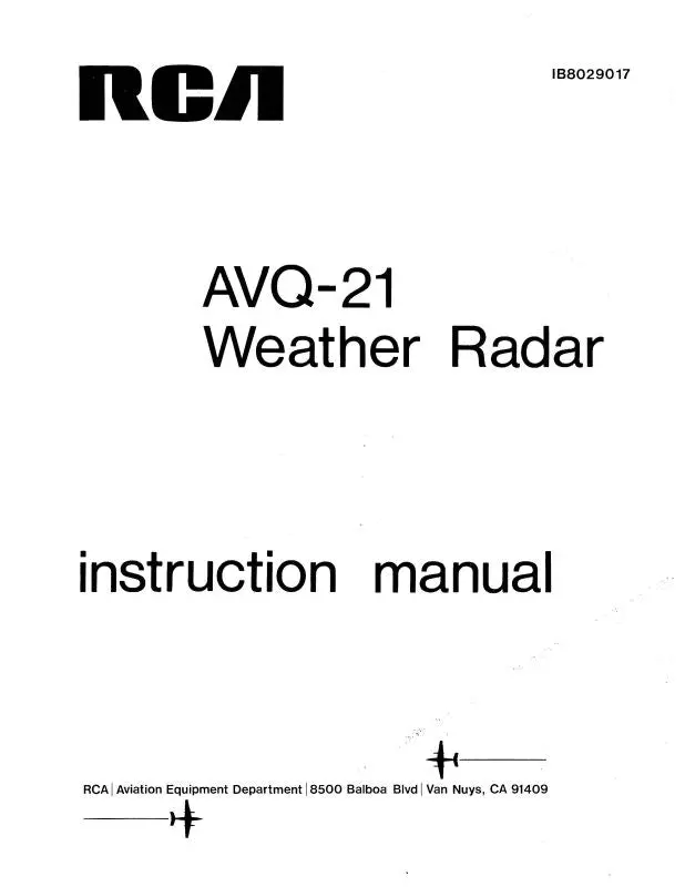 Rca - Primus - Honeywell - Sperry Avq 21 Weather Radars Maintenance Manual (1B8029017) 1