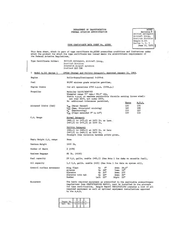 British Beagle B.221 Aircraft Specifications 1979 (A22eu) 1