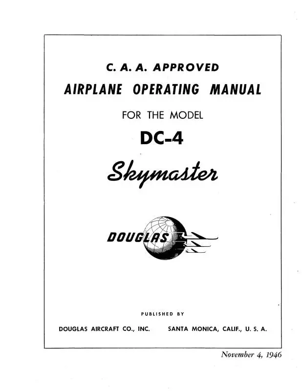 Mcdonnell Douglas Dc-4 Skymaster Airplane Operating Manual 1946 (Mcdc4 Op C) 1