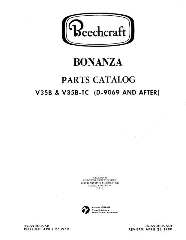 Beech V35b & V35b-Tc Bonanza Illustrated Parts Catalog (35-590102-5D1) 1