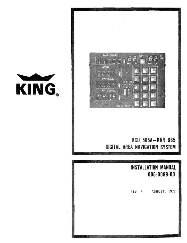 King Knr 665-665A, Knr 615 Maintenance-Installation Manual (006-5089-03) 1