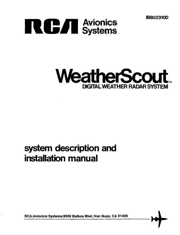 Rca Rta-1001, Rta-1002 Digital Weather System Description, Maintenance (Ib8023100) 1