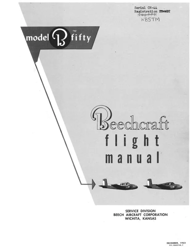 Beech B-50 Flight Manual (50-590031-2) 1