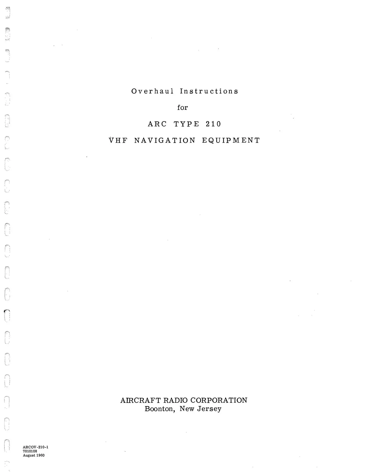 Aircraft Radio Corporation Arc 210 Vhf Navigation Equipment Overhaul Instructions 7010108 1