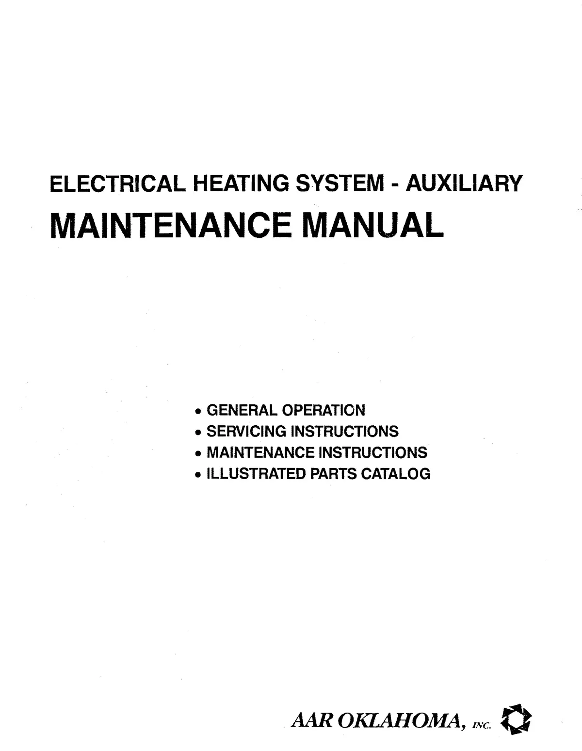 Aar Oklahoma Electrical Heating System - Auxiliary Maintenance Manual (Aaelectrical-M-C) 1