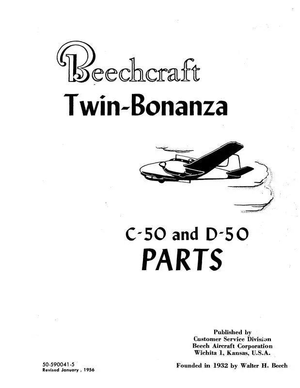 Beech C-50 & D-50 Parts Catalog (50-590041-5-Cop) 1