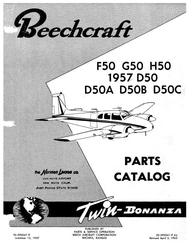 Beech D50thruj50, D50athruc Parts Catalog (50-590041-9) 1