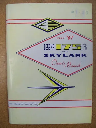 Cessna 175B 1961 Owner's Manual Used Original 1