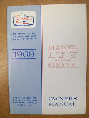 Cessna 177A & Cardinal 1969 Owner's Manual Used Original 1
