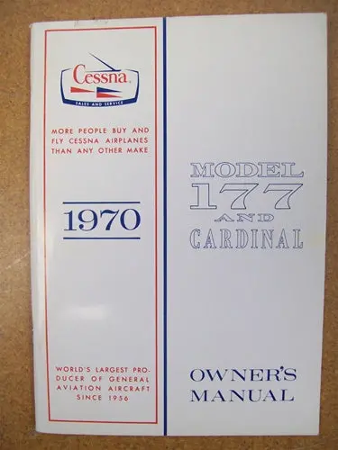 Cessna 177B 1970 Owner's Manual Used Original 1