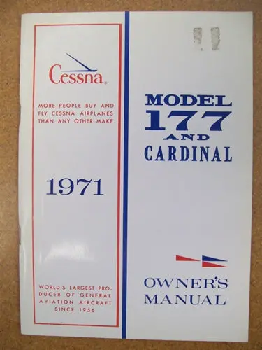 Cessna 177B 1971 Owner's Manual Used Original 1