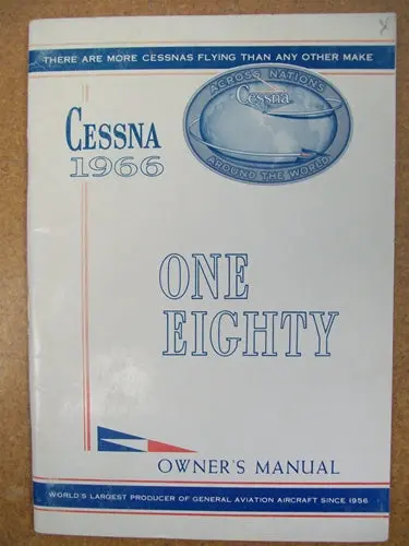 Cessna 180H 1966 Owner's Manual Used Original 1