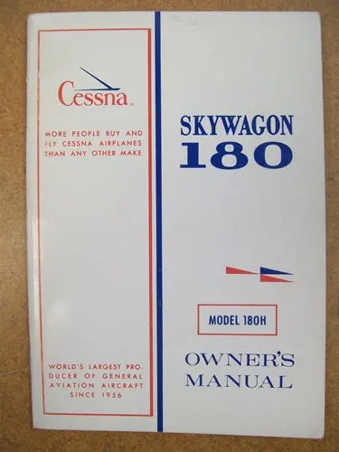 Cessna 180H Skywagon 1971-72 Owner's Manual Used Original 1
