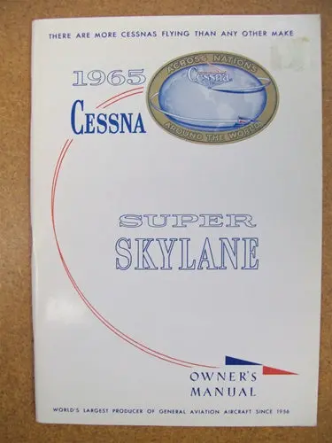 Cessna P206 Super Skylane 1965 Owner's Manual Used Original 1