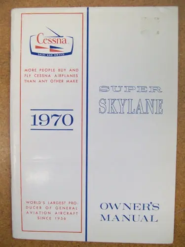 Cessna P206e Super Skylane 1970 Owner's Manual Used Original 1