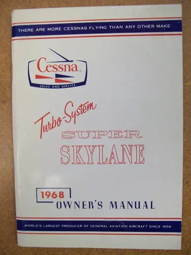 Cessna Turbo P206c 1968 Owner's Manual Used Original 1