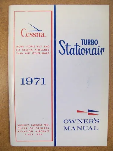 Cessna Turbo U206e Stationair 1971 Owner's Manual Used Original 1