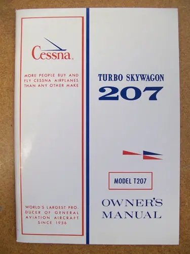 Cessna Turbo 207 Skywagon 1974 Owner's Manual Used Original 1