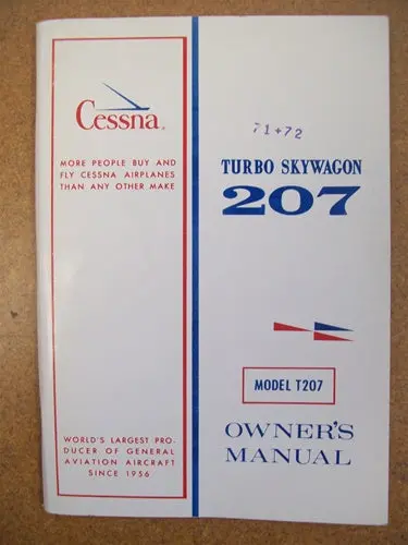 Cessna Turbo 207 Skywagon 1971-72 Owner's Manual Used Original 1