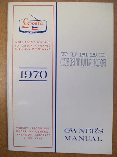 Cessna Turbo 210K Centurion 1970 Owner's Manual Used Original 1