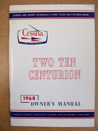 Cessna 210H Centurion1968 Owner's Manual Used Original 1