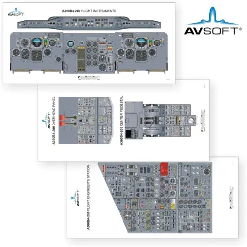 Avsoft A300b4-200 Cockpit Posters Set Of 3 Posters) 1