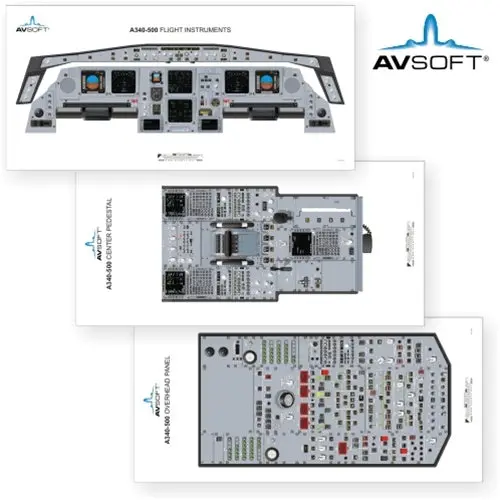 Avsoft A340-500 Cockpit Posters (Set Of 3 Posters) 1