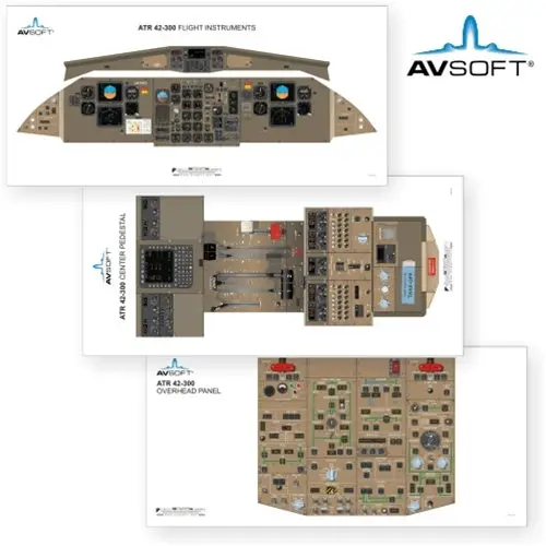 Avsoft Atr42-300 Cockpit Posters (Set Of 3 Posters) 1