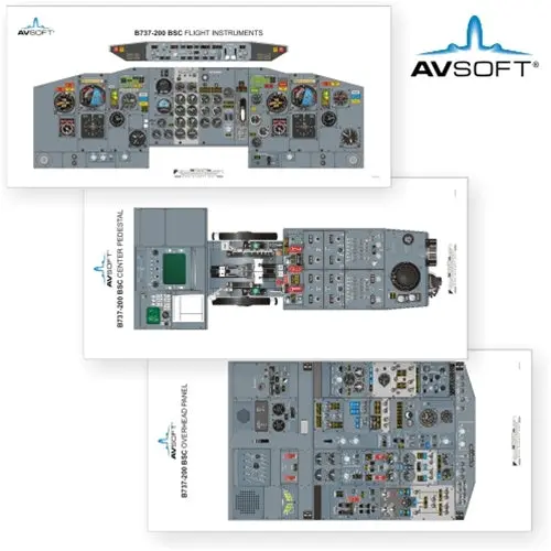 Avsoft B737-200Bsc Cockpit Posters (Set Of 3 Posters) 1