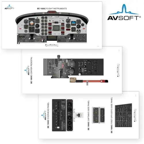 Avsoft Be 1900C Cockpit Posters (Set Of 3 Posters) 1