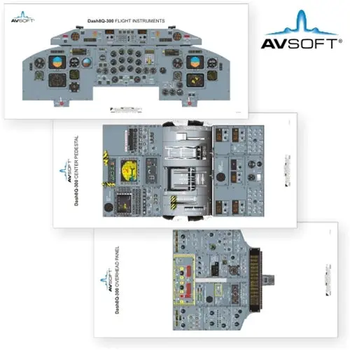 Avsoft Dash8q-300 Cockpit Posters (Set Of 3 Posters) 1