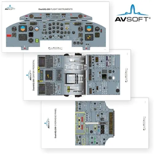 Avsoft Dash8q-200 Cockpit Posters (Set Of 3 Posters) 1