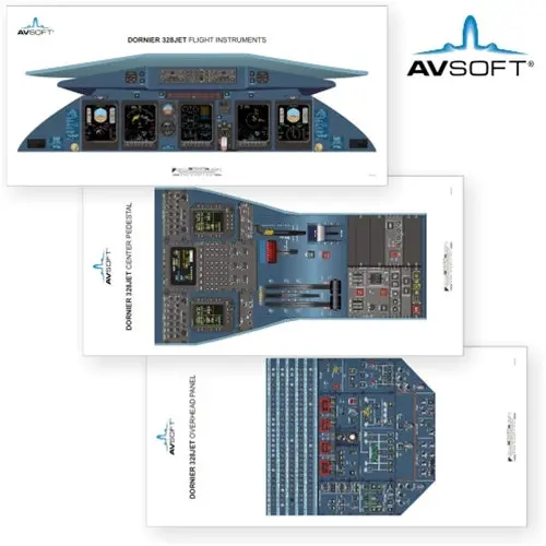 Avsoft Do 328 Jet Cockpit Posters (Set Of 3 Posters) 1