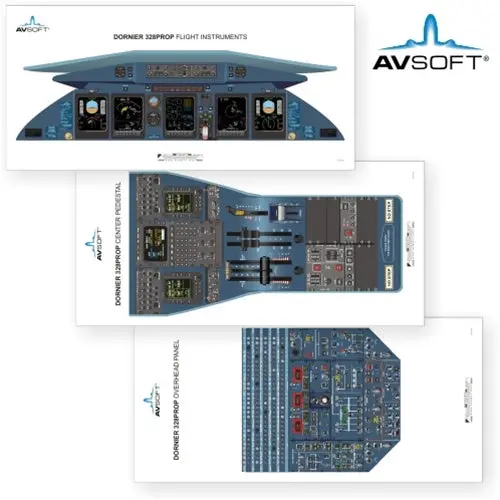 Avsoft Do 328 Prop Cockpit Posters (Set Of 3 Posters) 1