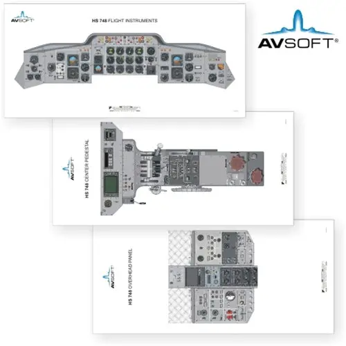 Avsoft Hs-748 Cockpit Posters (Set Of 3 Posters) 1