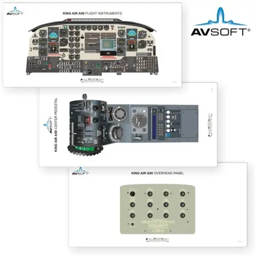 Avsoft King Air A90 Cockpit Posters (Set Of 3 Posters) 1