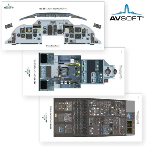Avsoft Md-90 Cockpit Posters (Set Of 3 Posters) 1