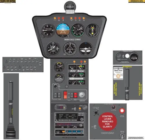 Aviation Training Graphics Robinson R22 Beta Handheld Cockpit Poster 1